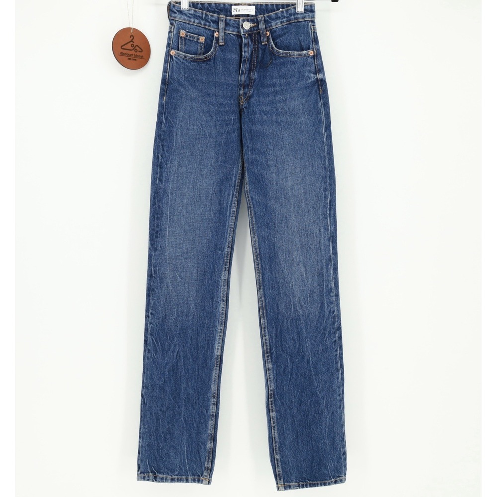 Zara Women's  Straight Fit High Rise Full Length Jeans Sz 0‎ NWOT